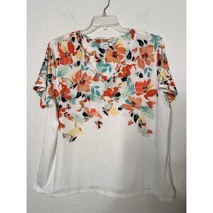 Chico's Women's V-Neck Top Floral Splash Print Size 4 XXL Short sleeve NWT $59